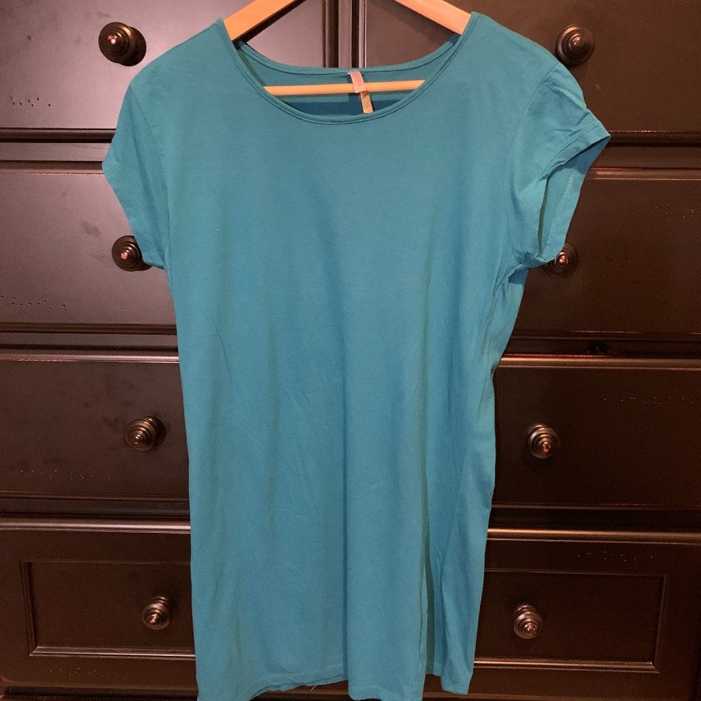 Women's Turquoise T-Shirt, long, TAG STUDIO,, large
